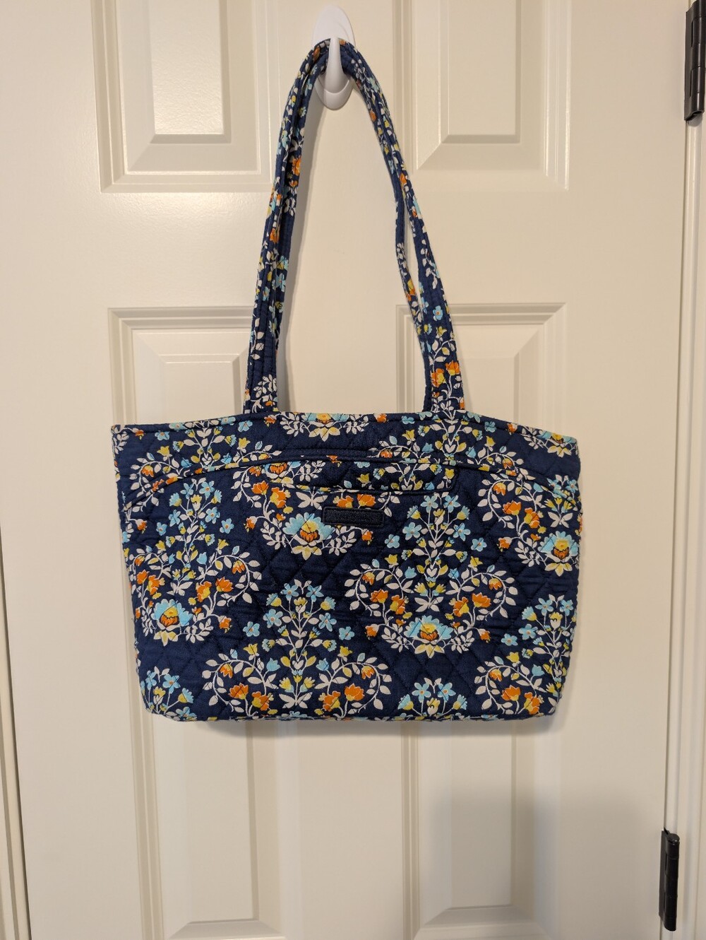 Vera Bradley Navy Floral Quilted Shoulder Tote Bag